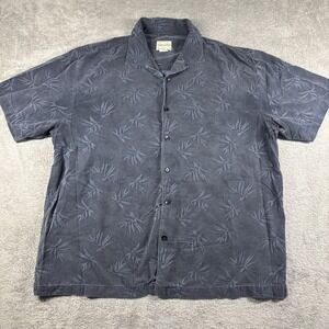 Joseph & Feiss SILK Hawaiian Button Up Shirt Blue Leaf Men's Size 2XL